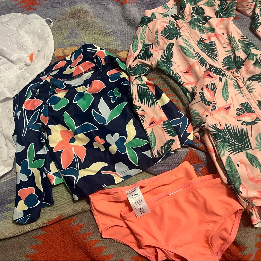 Blue and Pink Tropical Floral Rashguard